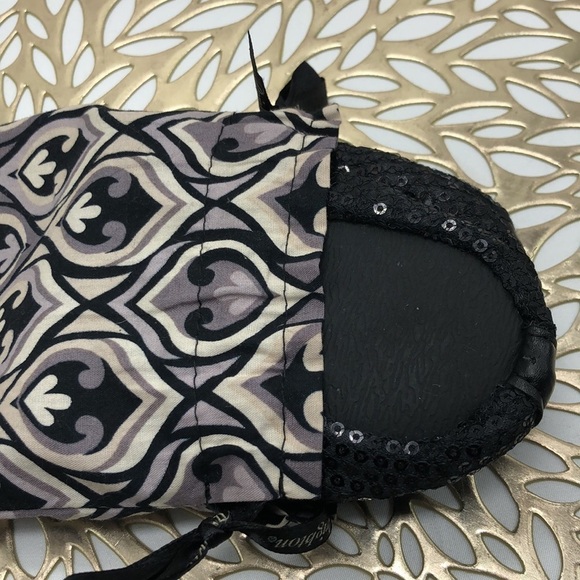 Black Sequins Foldable Soft Sole Ballet Slippers with Brighton Drawstring Bag - Picture 9 of 10